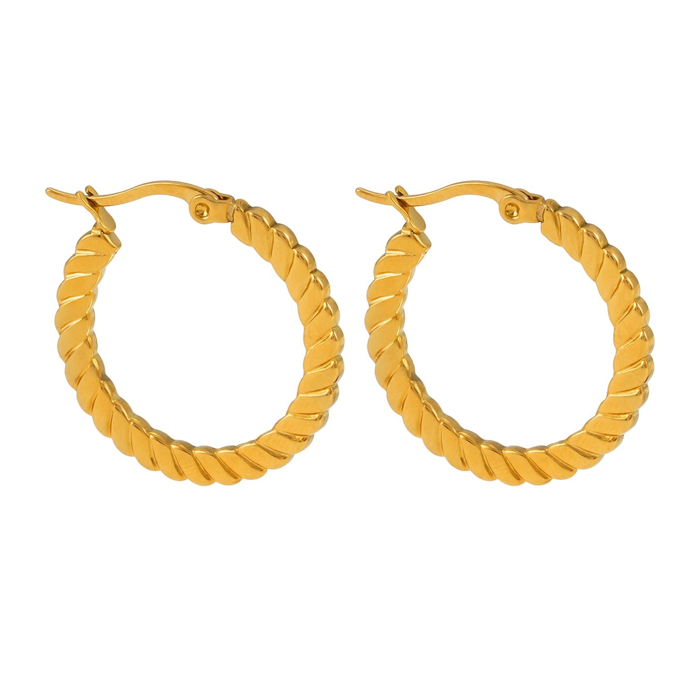 Style ORTANA 07162: Sculptured Pattern Hoop Earrings.