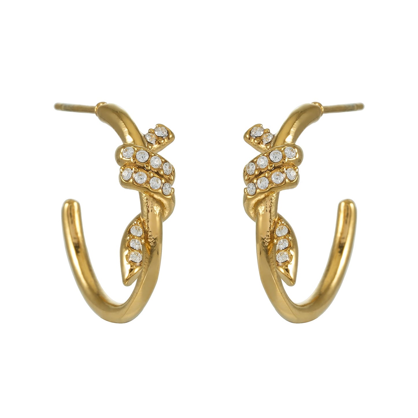 ALINA Gold: Sculptural Knotted Pavé Zirconia Earrings – Luxe Modern Style