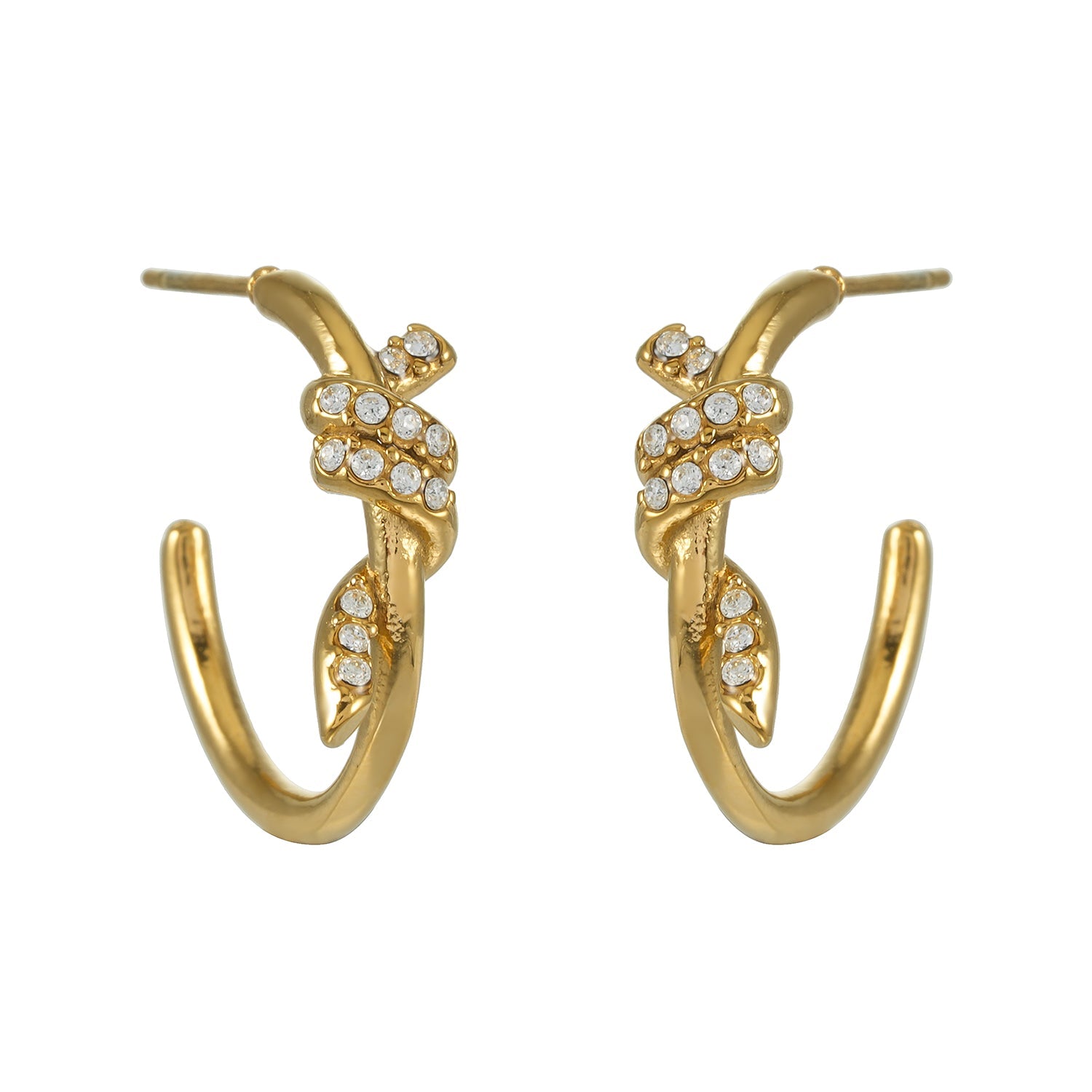 ALINA Gold: Sculptural Knotted Pavé Zirconia Earrings – Luxe Modern Style
