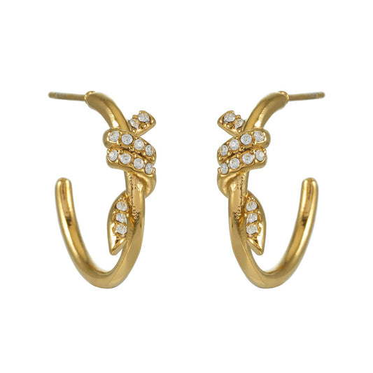 ALINA Gold: Sculptural Knotted Pavé Zirconia Earrings – Luxe Modern Style