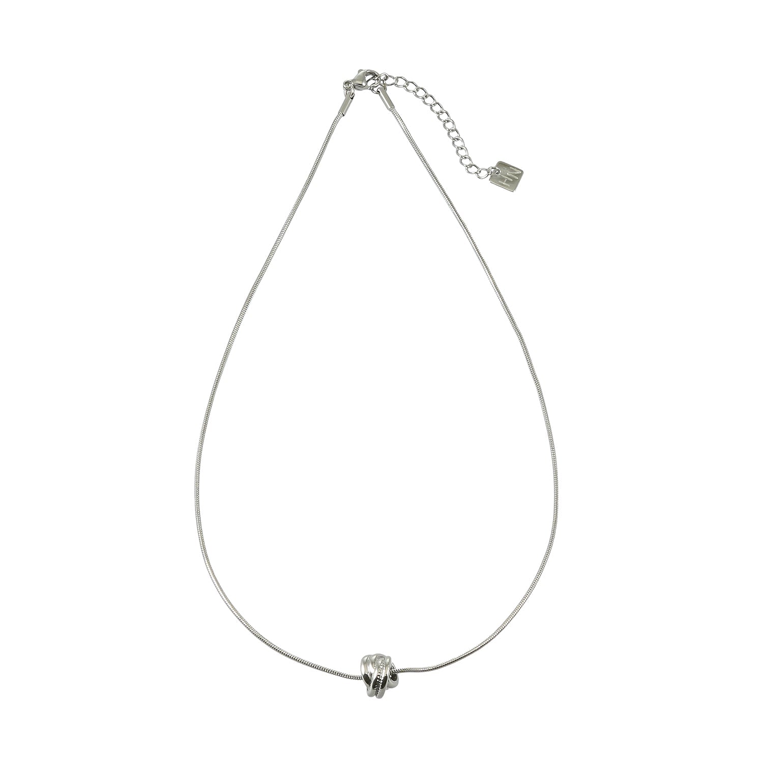 ALEKI Silver (White Gold): Sculptural Knot Pendant Necklace