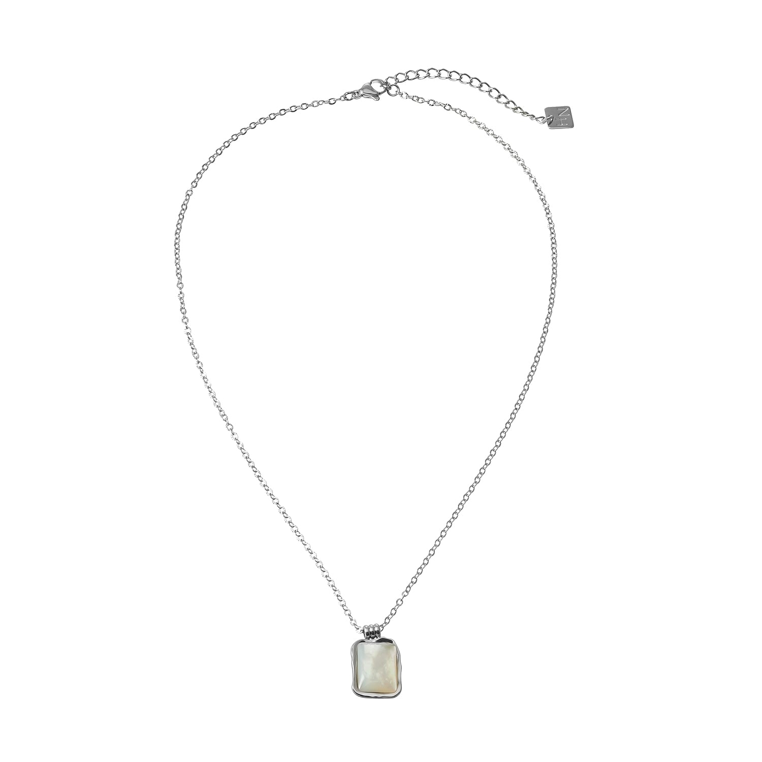 MAUI Silver: Vintage-Inspired Rectangle Shell Pendant Chain Necklace