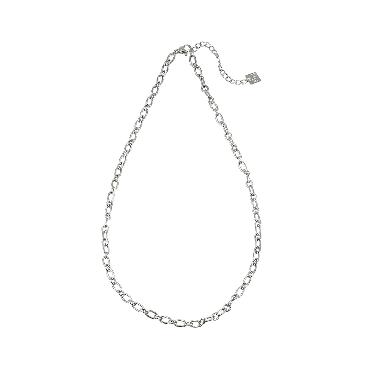 MAKANA Silver (White Gold): Textured Oval-Link Silver-Tone Chain Necklace $25