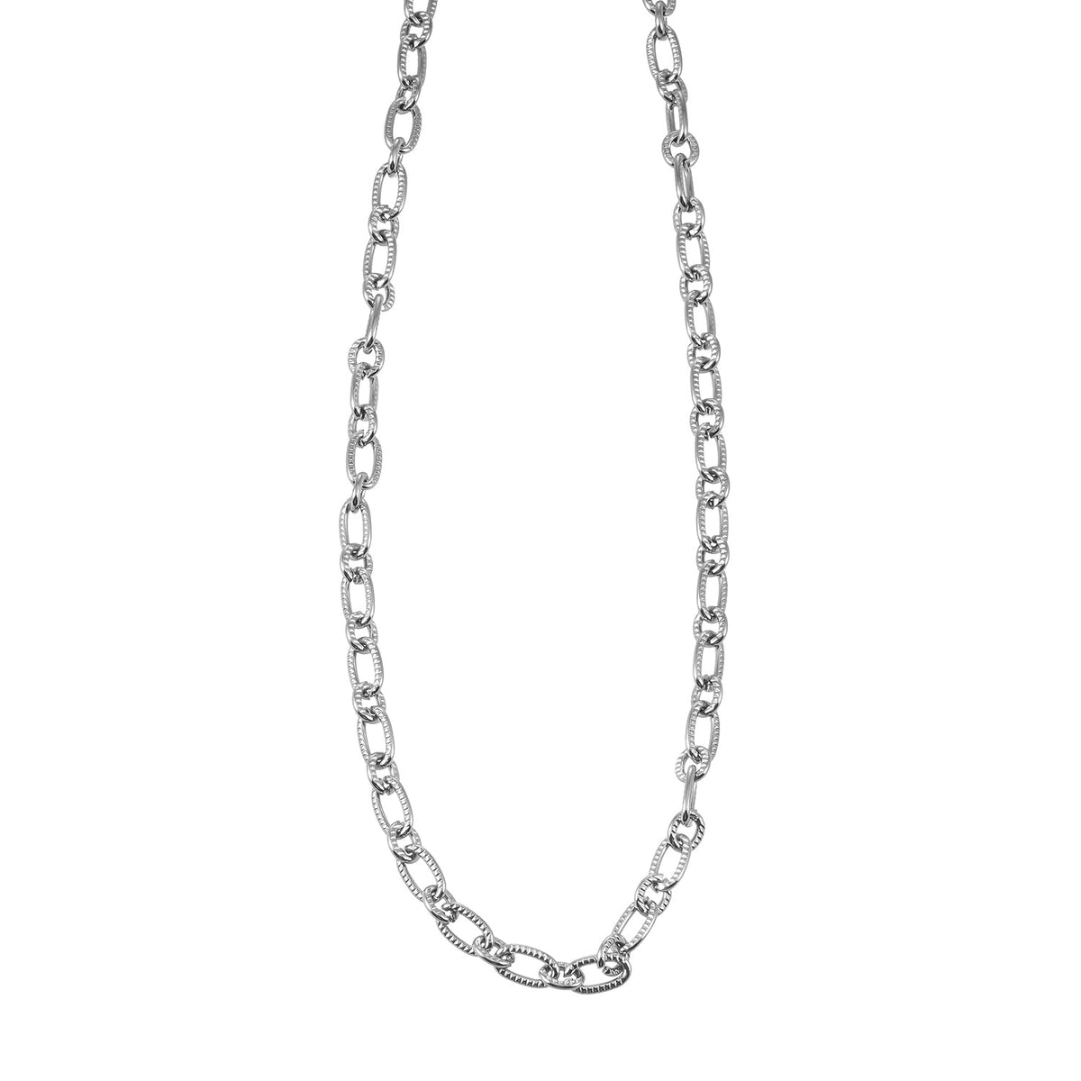 MAKANA Silver (White Gold): Textured Oval-Link Silver-Tone Chain Necklace $25