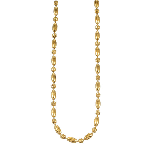 NEEMA Gold: Polished Oval Bead Necklace – Sculpted Statement Jewellery $35