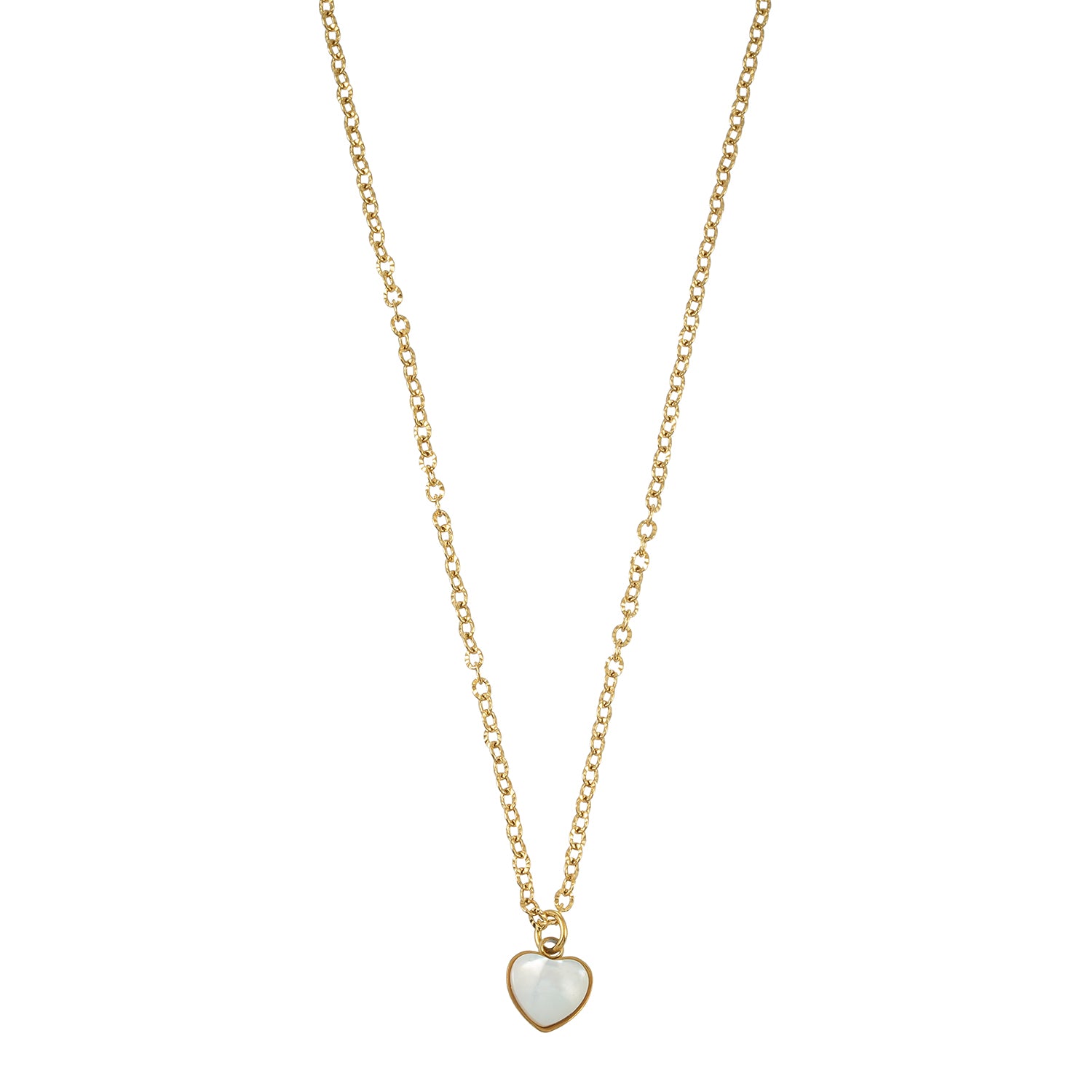 KOKUM Gold: Dainty Chain Necklace with Mini Shell-Encased Heart Charm Pendant — A Little Love to Hold Close