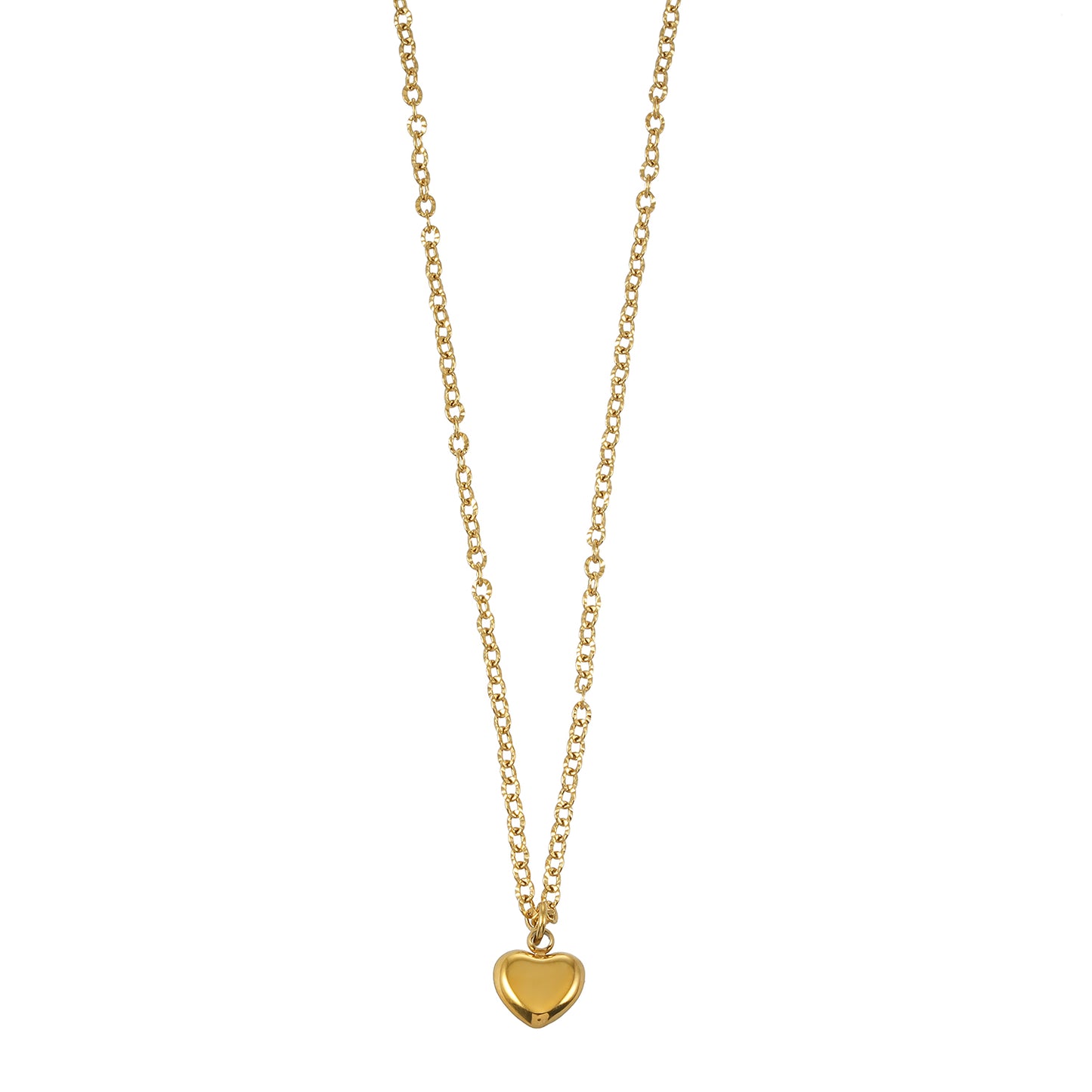 KOKUM Gold: Dainty Chain Necklace with Mini Shell-Encased Heart Charm Pendant — A Little Love to Hold Close