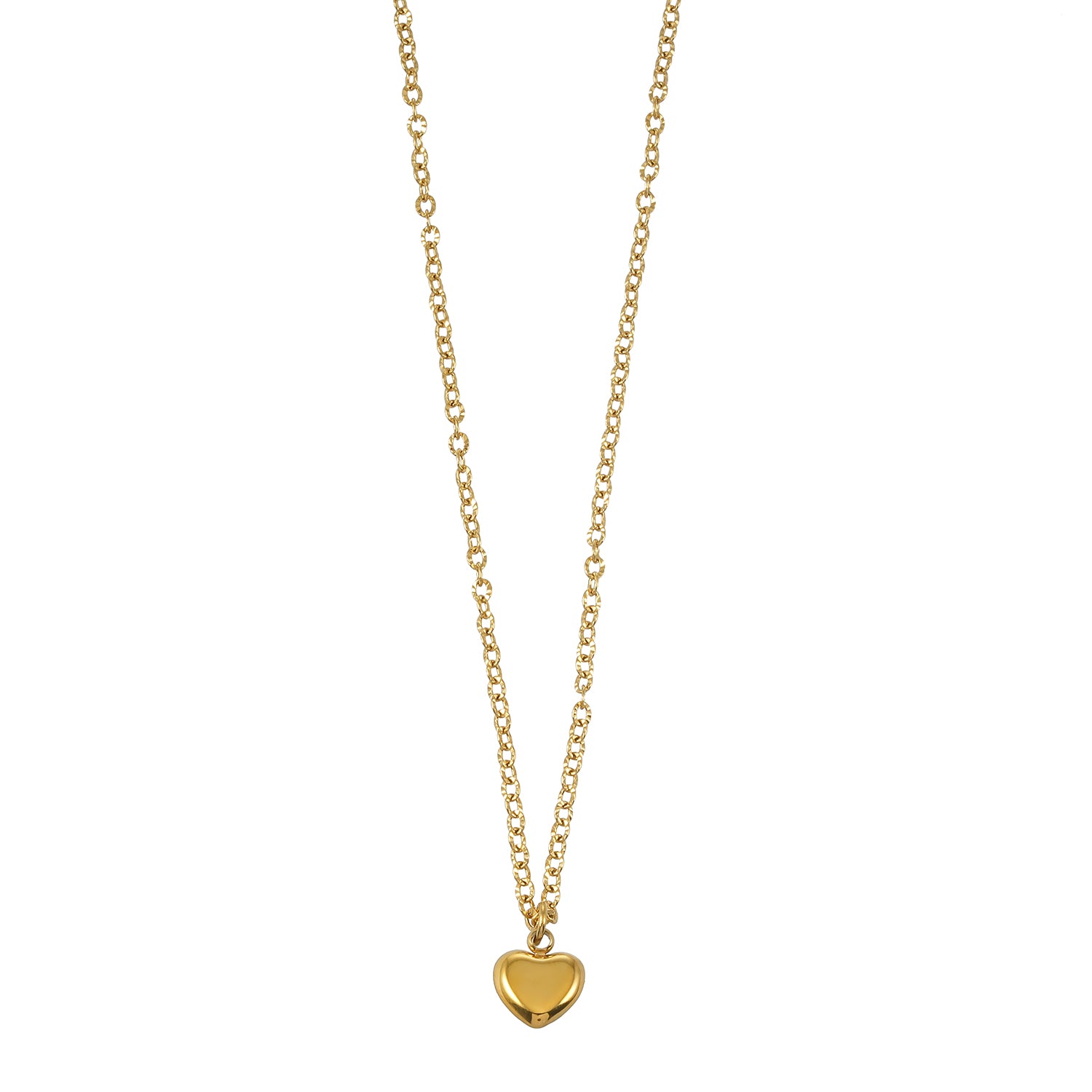 KOKUM Gold: Dainty Chain Necklace with Mini Shell-Encased Heart Charm Pendant — A Little Love to Hold Close