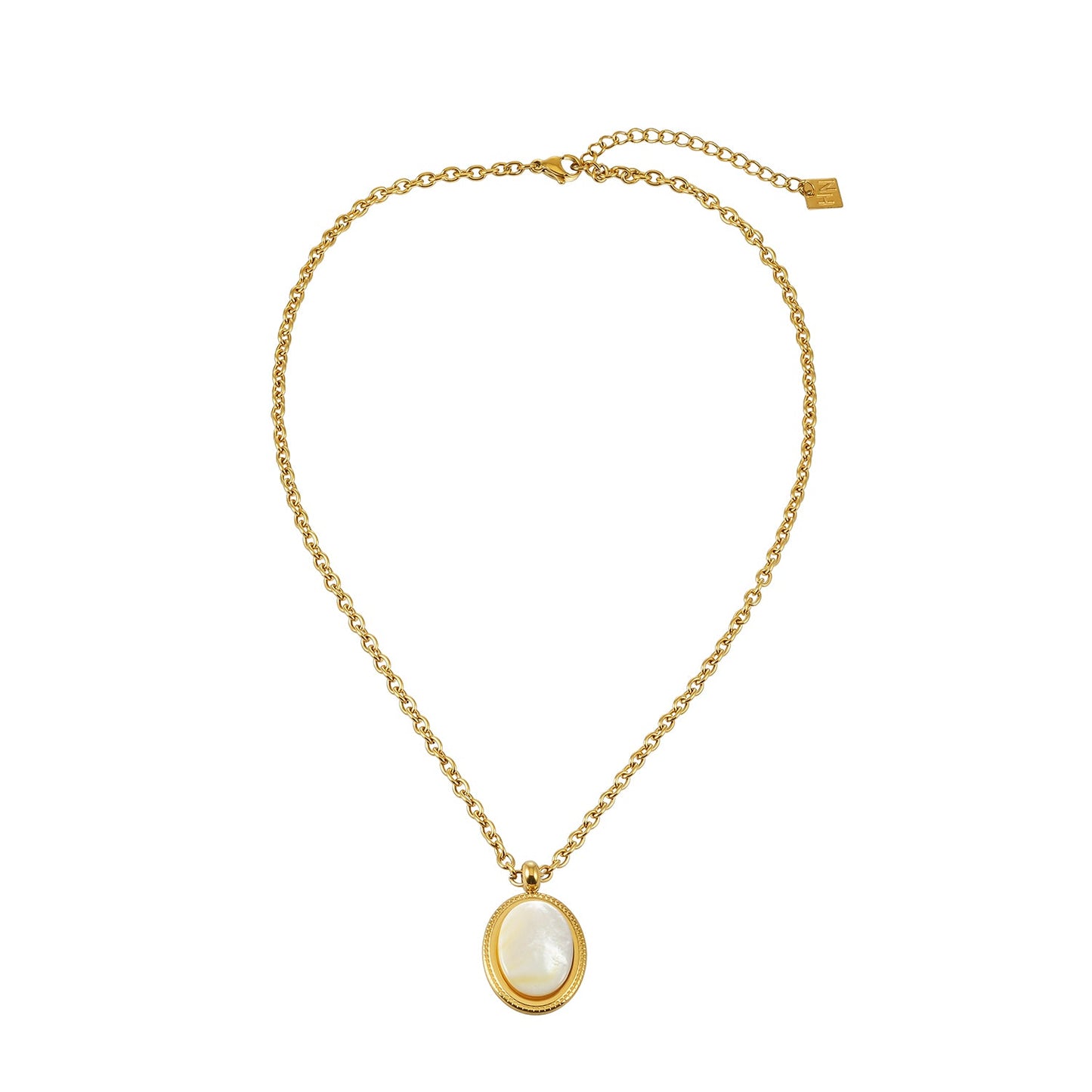 KEAKI Gold: Mother-of-Pearl Oval Pendant Necklace