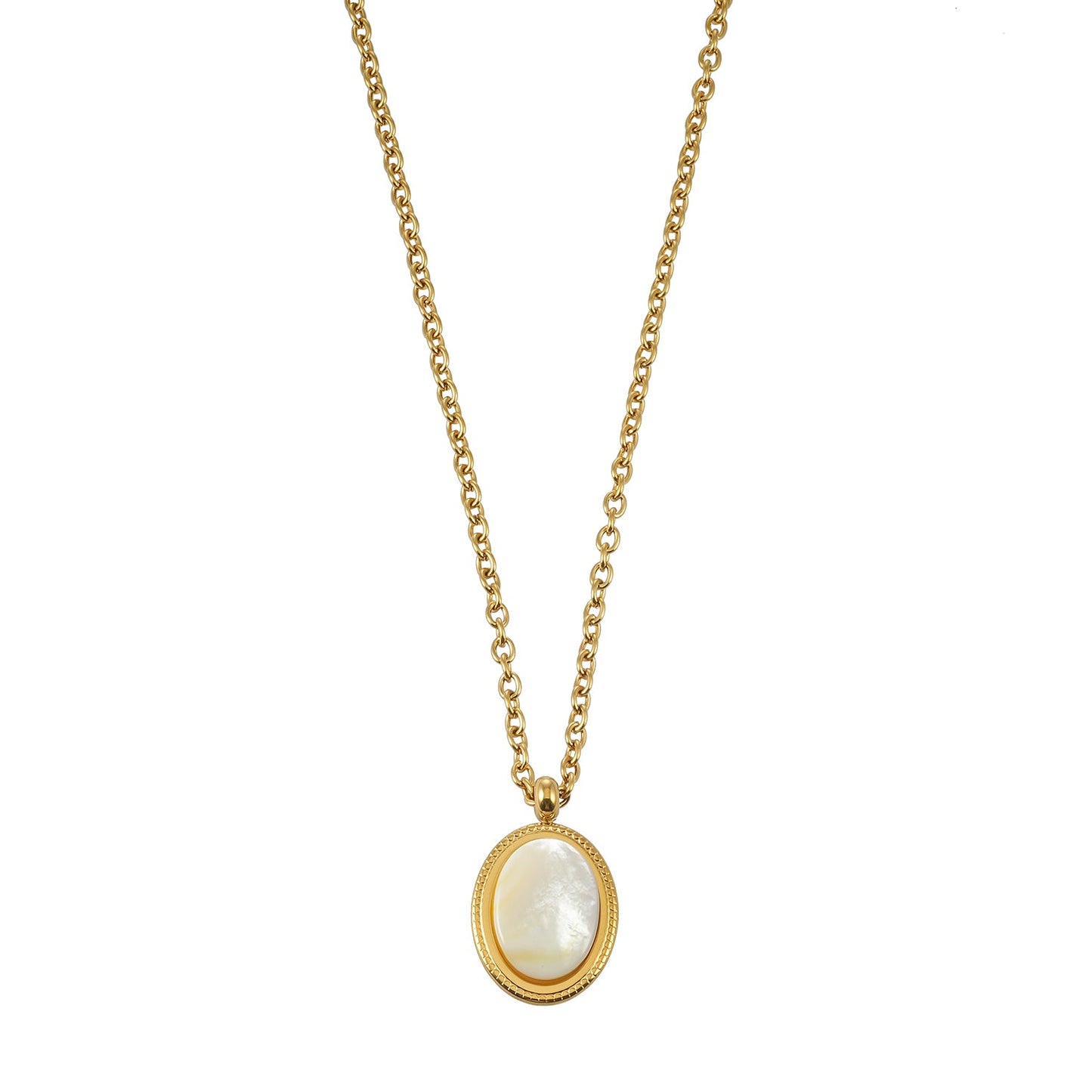 KEAKI Gold: Mother-of-Pearl Oval Pendant Necklace