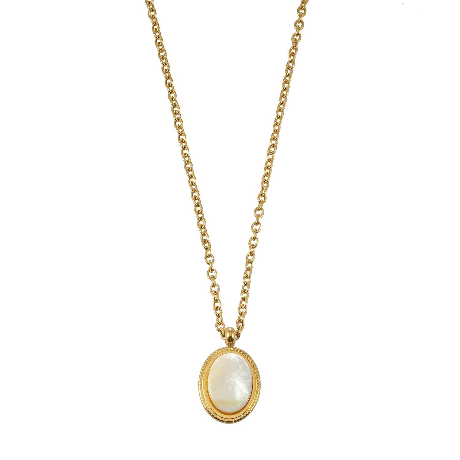 KEAKI Gold: Mother-of-Pearl Oval Pendant Necklace