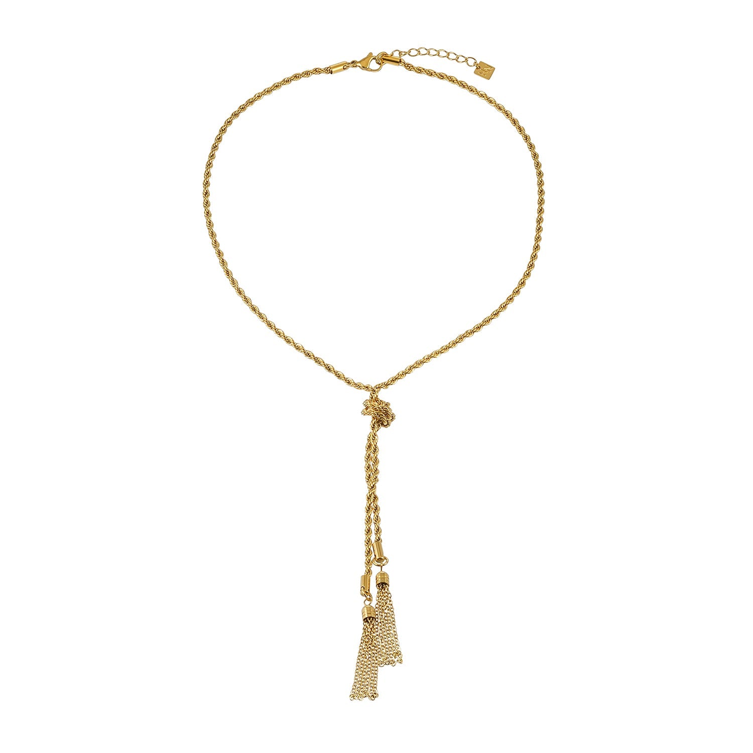 PIO Gold: Rope Chain Tassel Y-Necklace for Women – Adjustable Dainty Lariat Drop Statement Jewelry Perfect for Layering