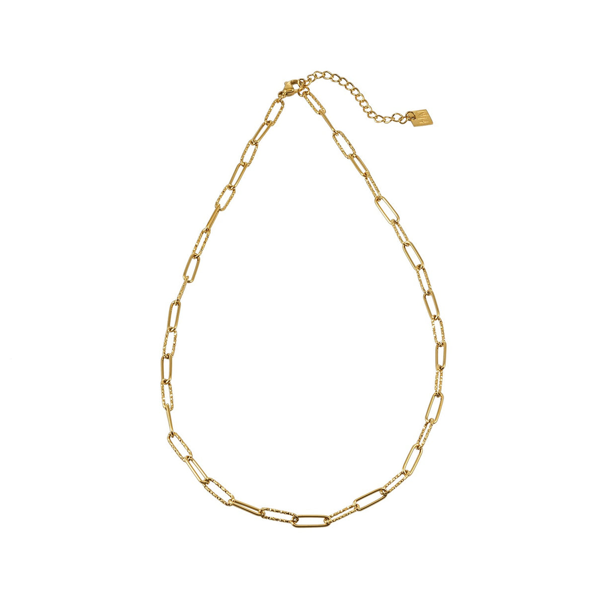 KEOLA Gold: Dailywear Essential Mixed Textures Paper Clip Chain Necklace $25