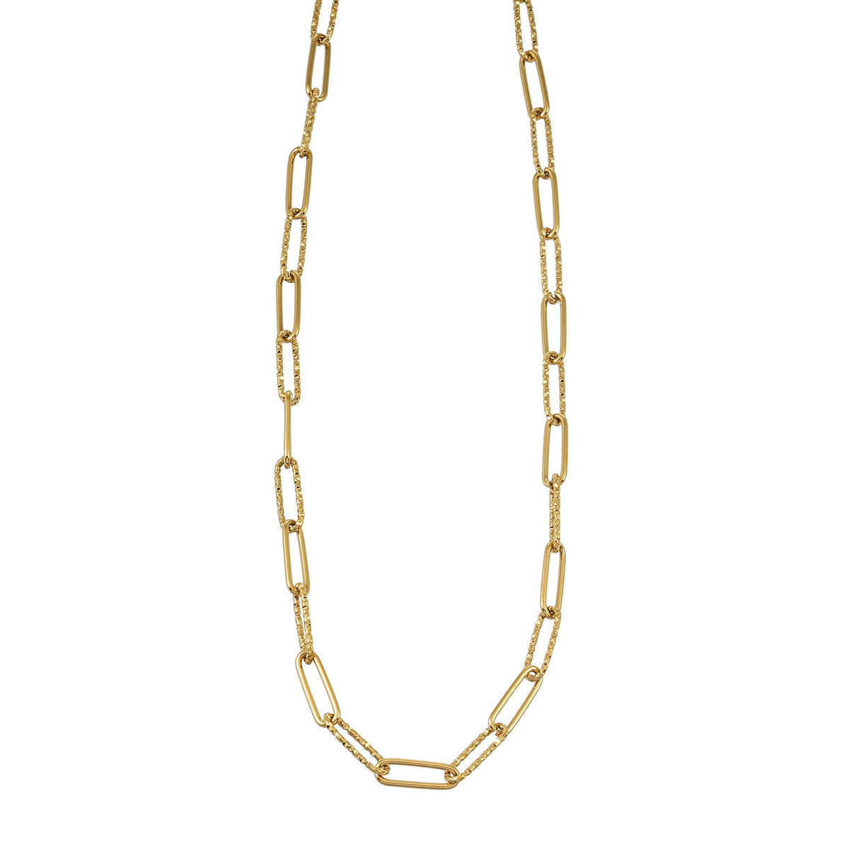 KEOLA Gold: Dailywear Essential Mixed Textures Paper Clip Chain Necklace $25