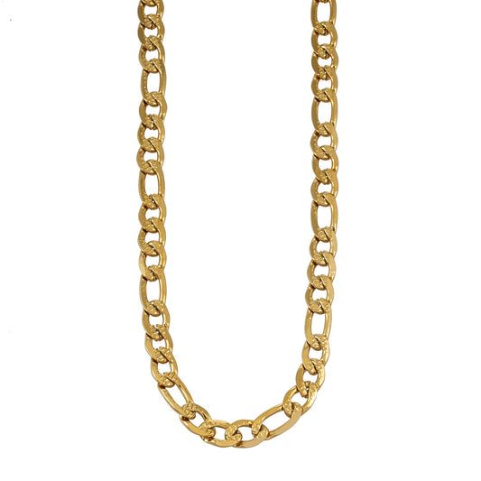 PUA Gold: Textured Figaro Chain Necklace