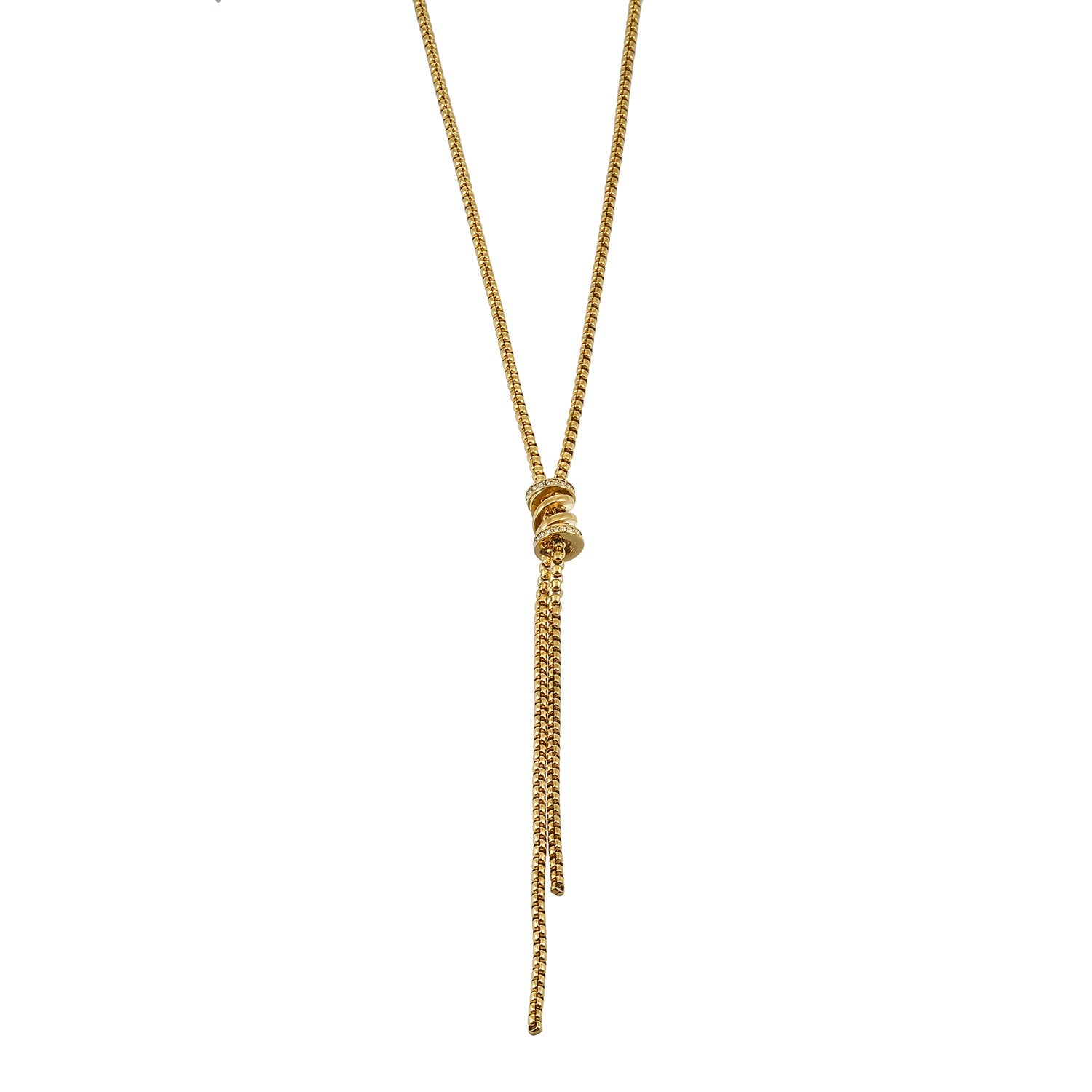 MAHANA Gold: Adjustable Gold Lariat Necklace with Sliding Bead & Tassel Drop – Modern Minimal Statement