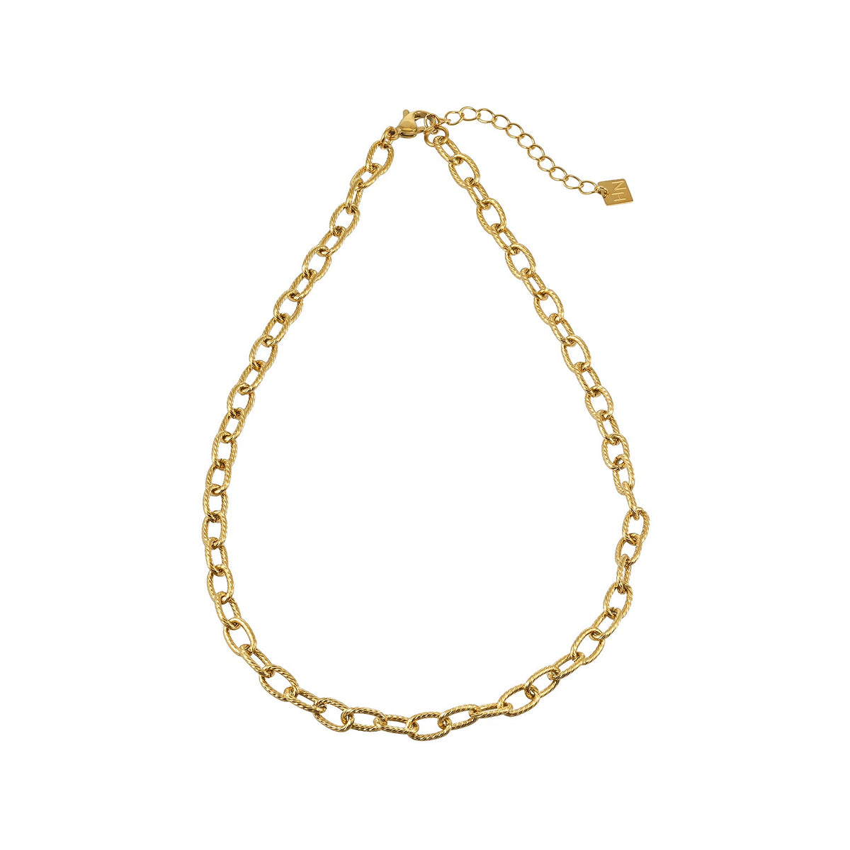 KYA Gold: Twisted Oval Link Chain Necklace