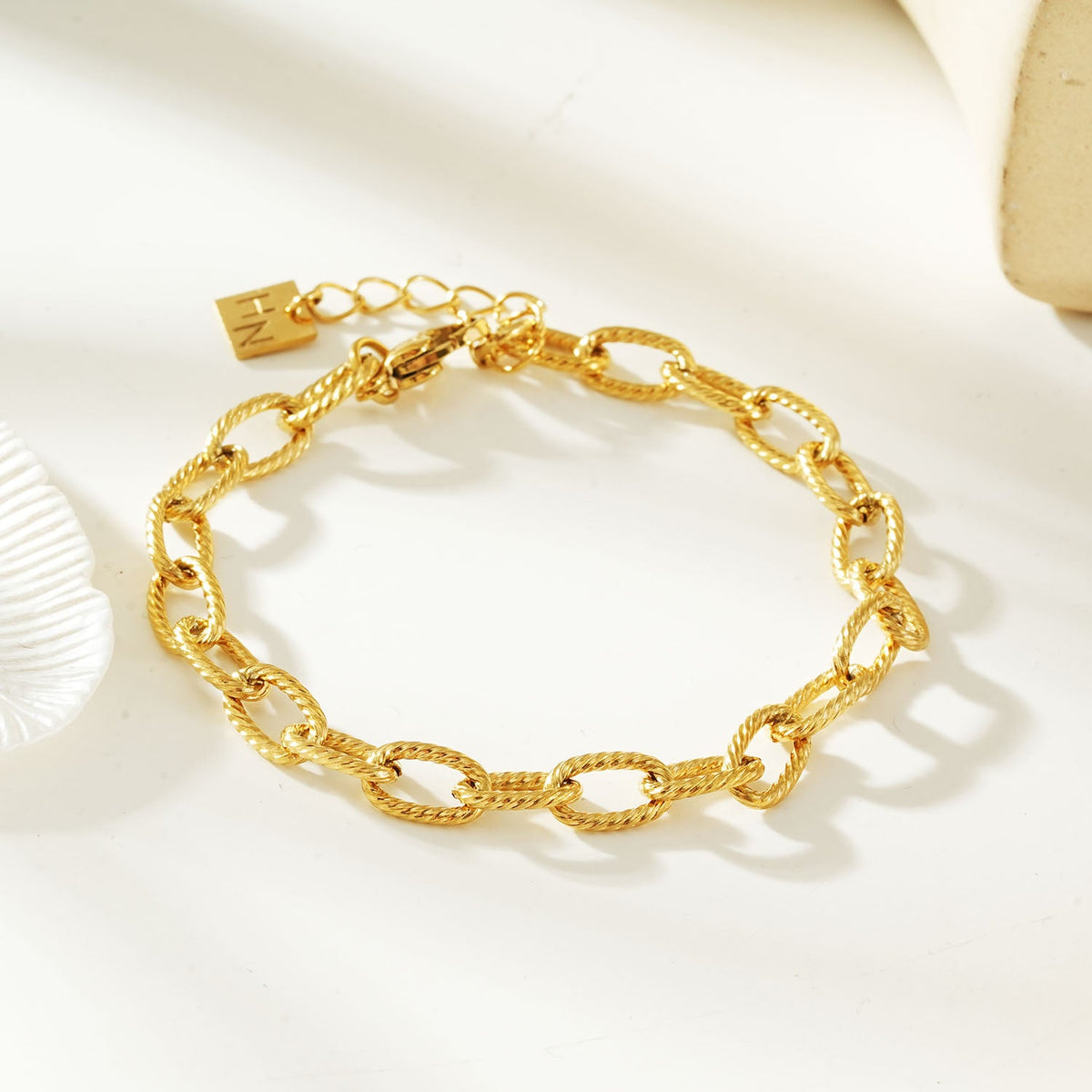 JABARI Gold: Twisted Oval Link Bracelet $25