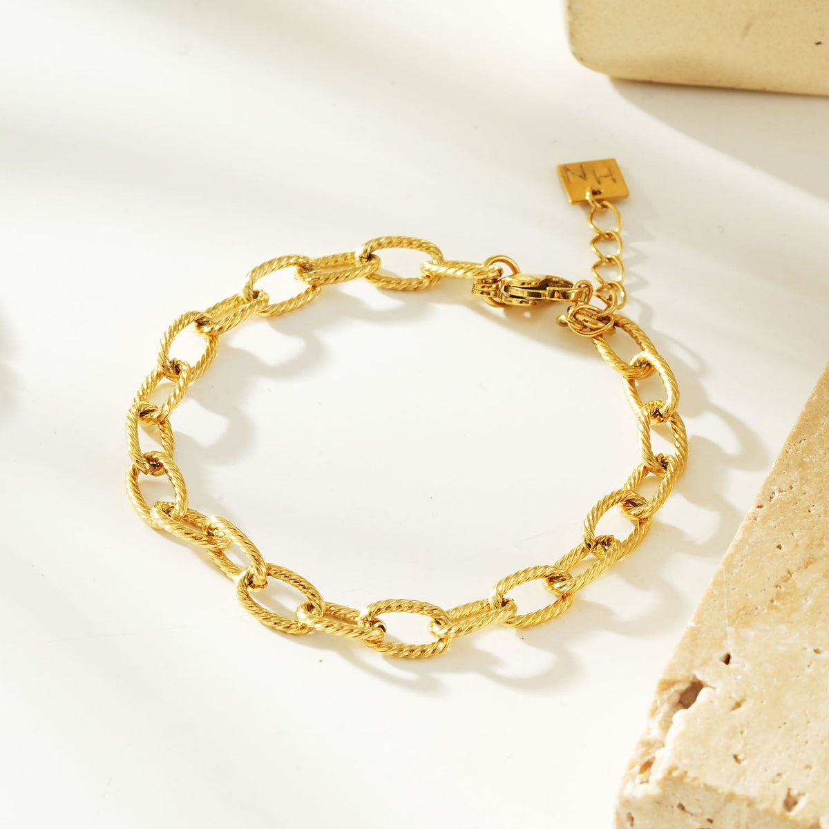 JABARI Gold: Twisted Oval Link Bracelet $25