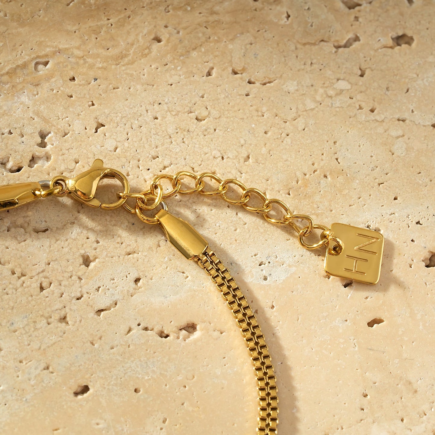 MANAIA Gold: Industrial Chic Double Row Box Chain Bracelet