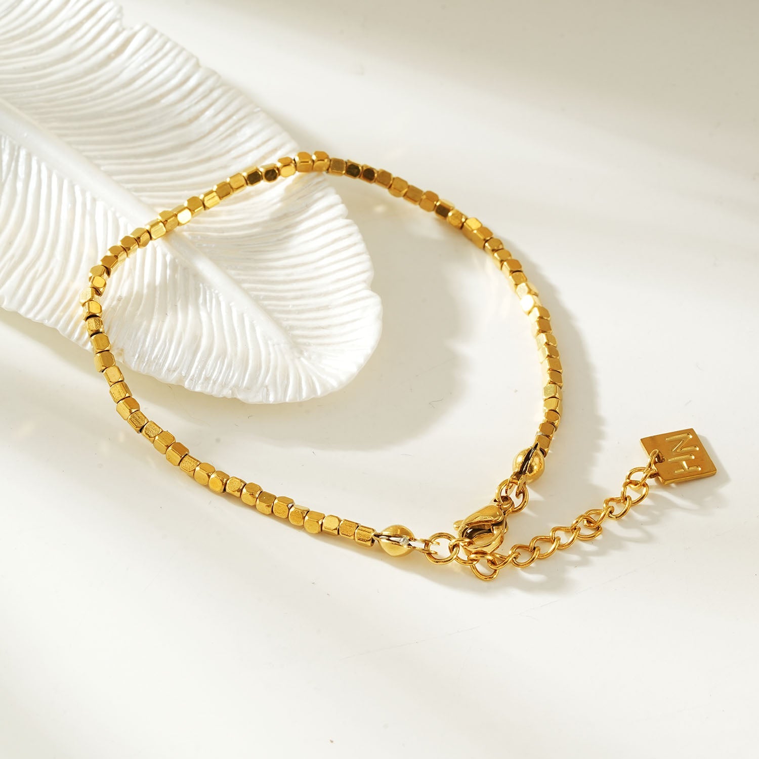 AMANI Gold: Geometric-Inspired Square Bead Bracelet