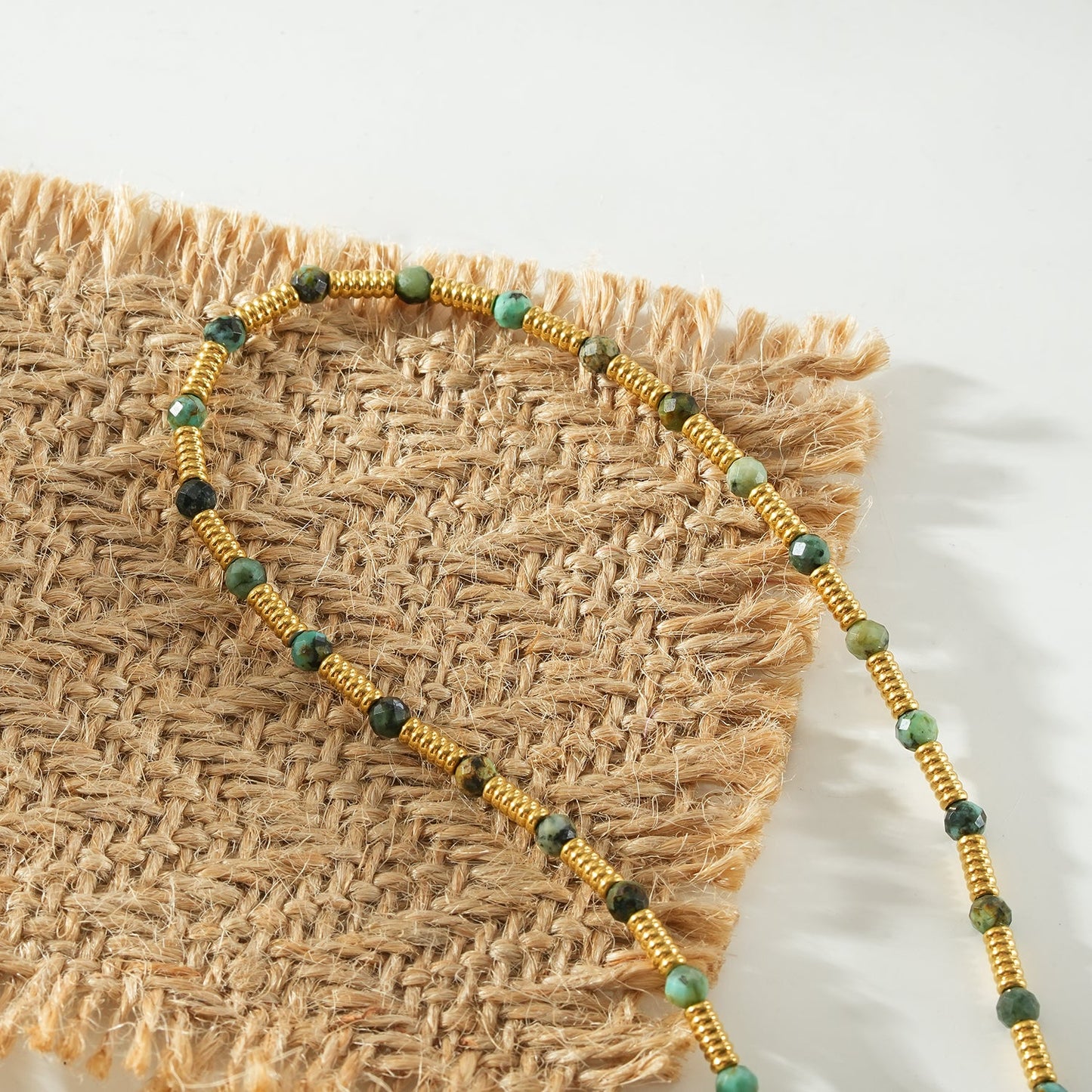 ZANIA Gold: Natural Stone and Gold Metal Beaded Necklace