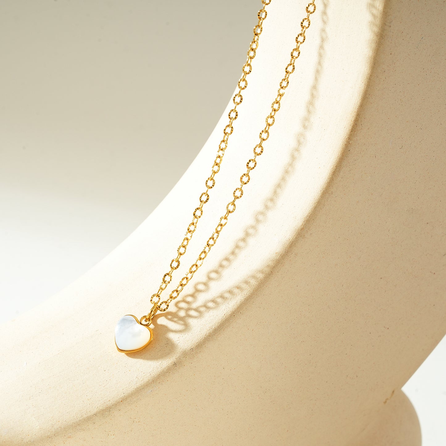 KOKUM Gold: Dainty Chain Necklace with Mini Shell-Encased Heart Charm Pendant — A Little Love to Hold Close
