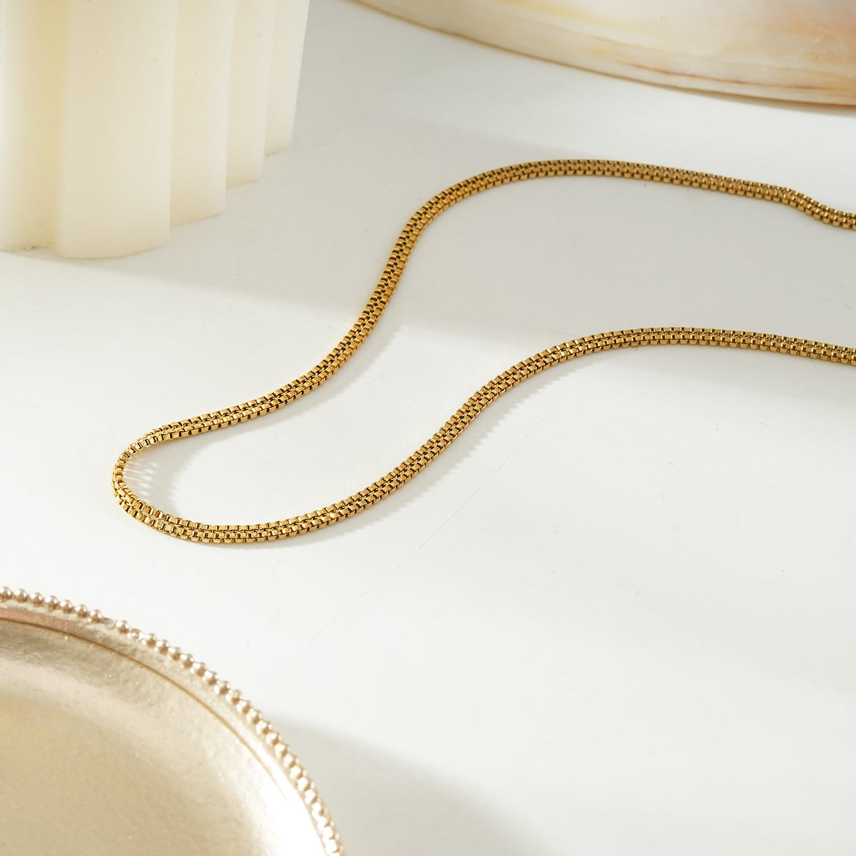 KALA Gold: Dainty Double Box Chain Necklace $30