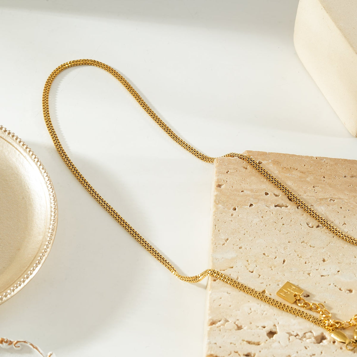 KALA Gold: Dainty Double Box Chain Necklace $30