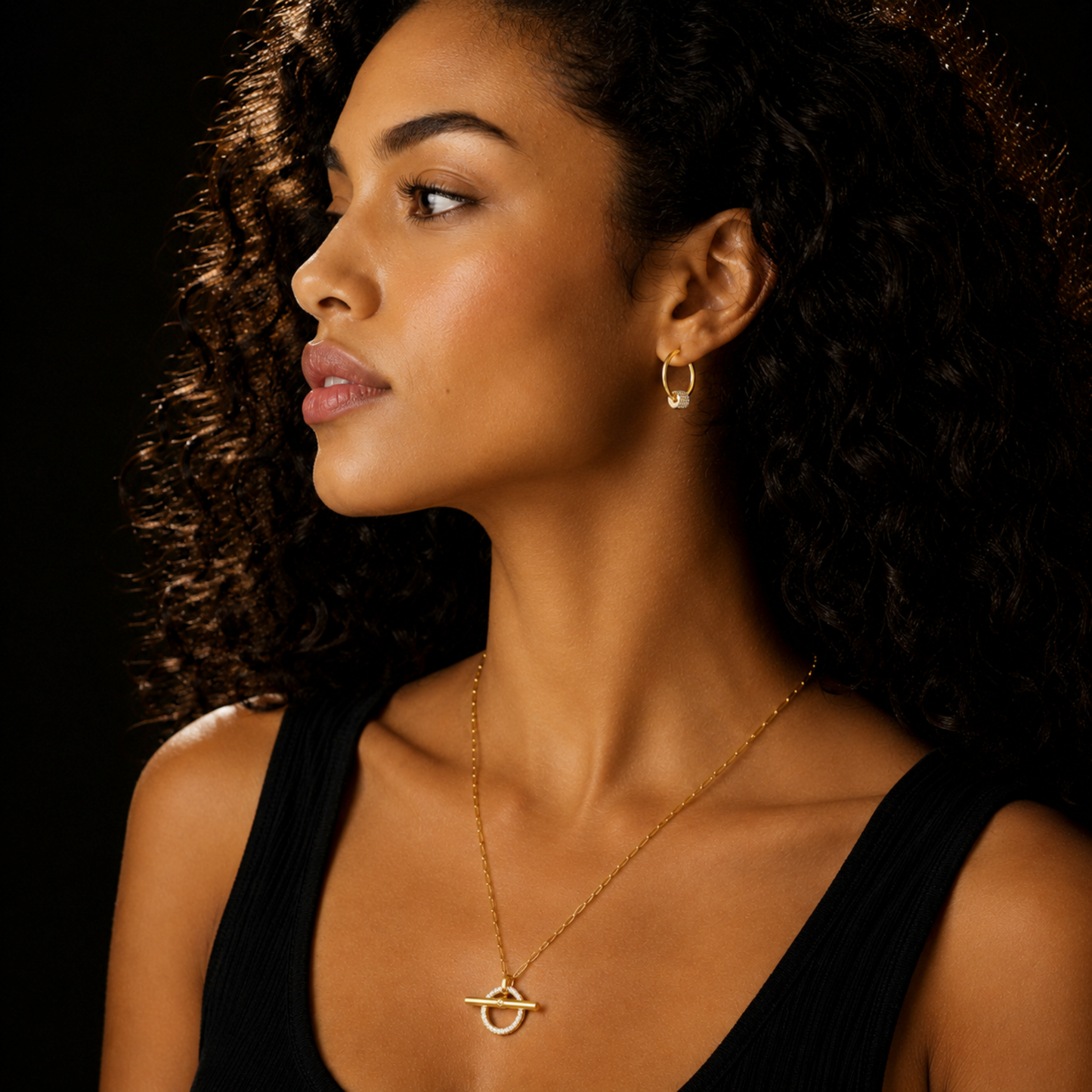 DUNIYA Gold: Mini Hoop Earrings with Barrel Pavé Zirconia Stones Charm – Luxe Modern Style