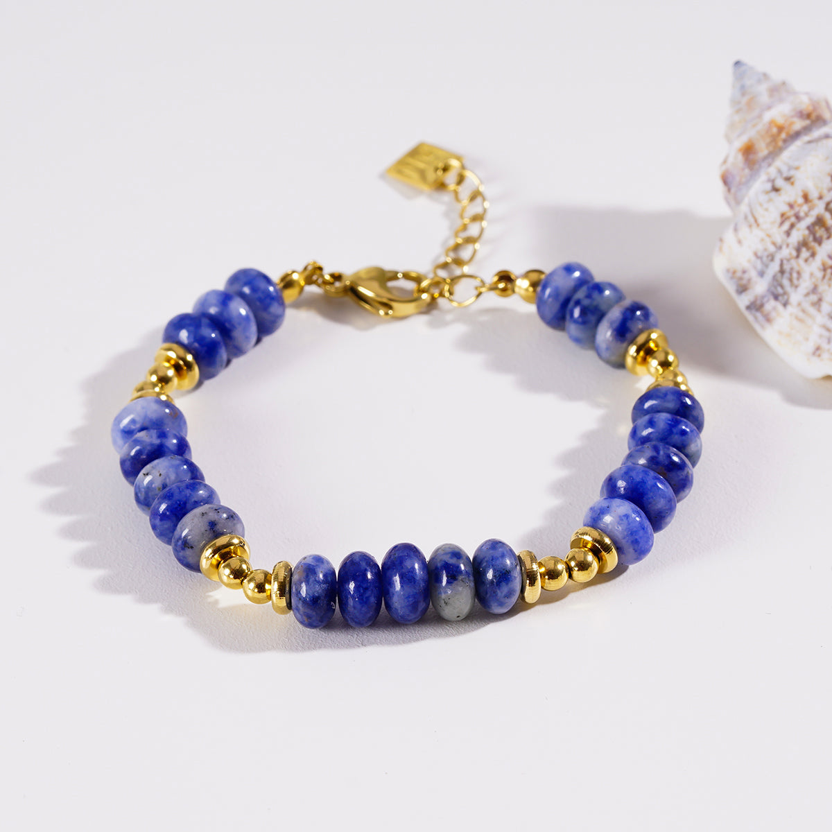 ELINA: Sodalite Stone & Gold Beaded Modern Boho Bracelet