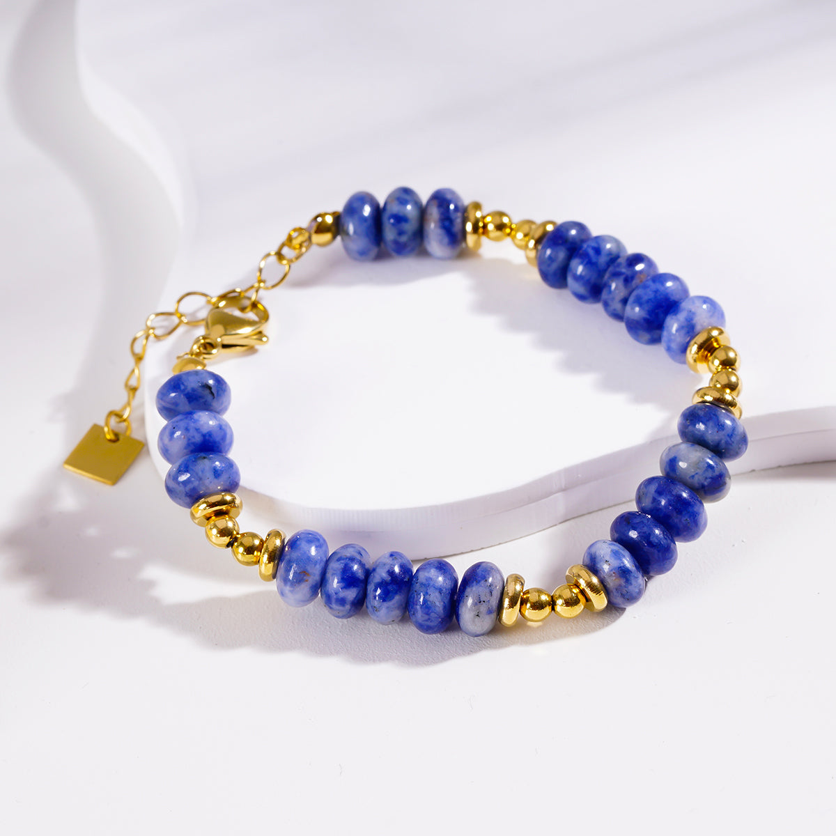 ELINA: Sodalite Stone & Gold Beaded Modern Boho Bracelet