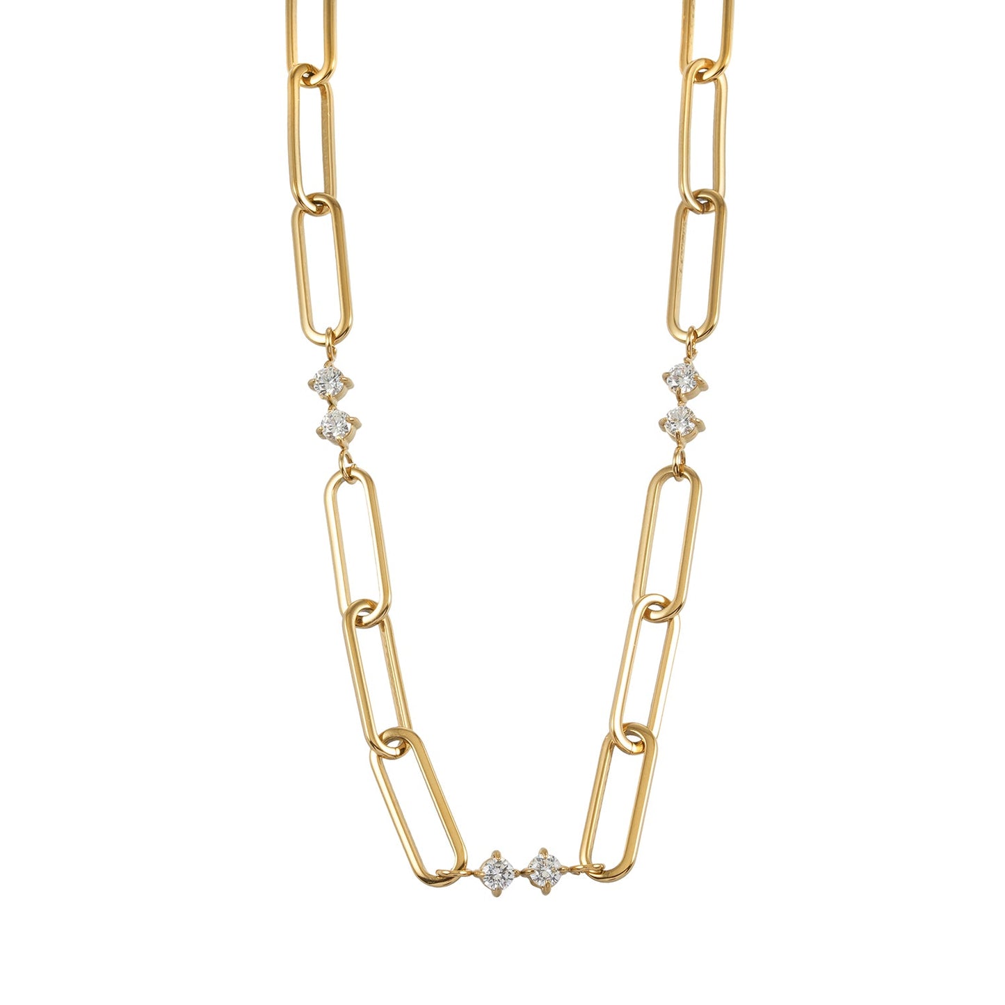 ELOPPINA Gold: Paper Clip Chain with Zirconia Accents & Freshwater Pearl
