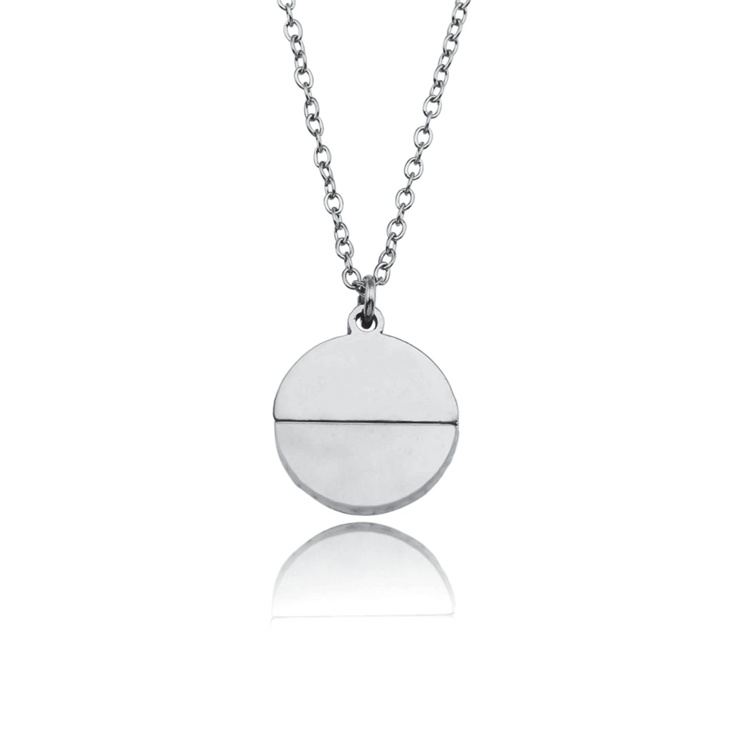 EMERSYN Silver (White Gold): Minimalist Metal & Shell Circle Pendant Necklace