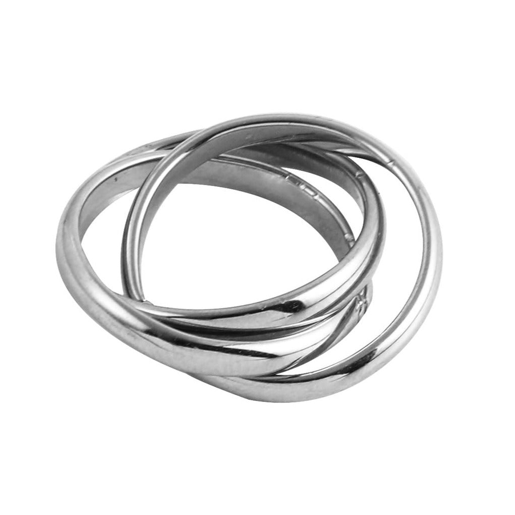 Style ESTELLA 21120: Triple Banded Interconnected Stack Ring in Silver.