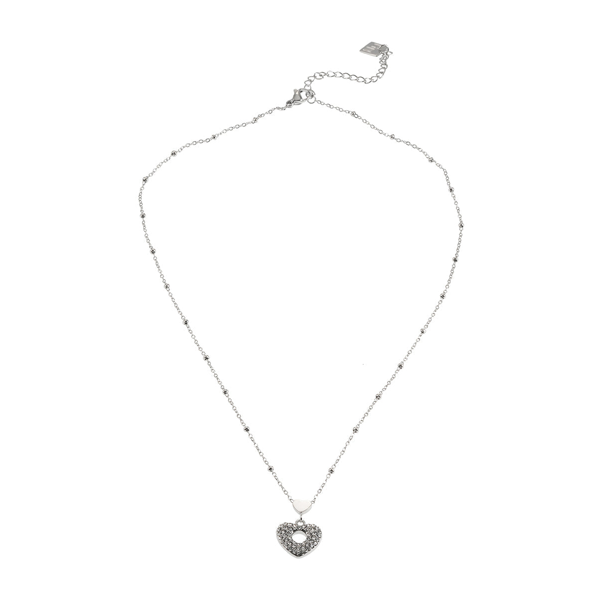 ETERNAL: Double Heart Pavé Zirconia Embedded Pendant Chain Necklace