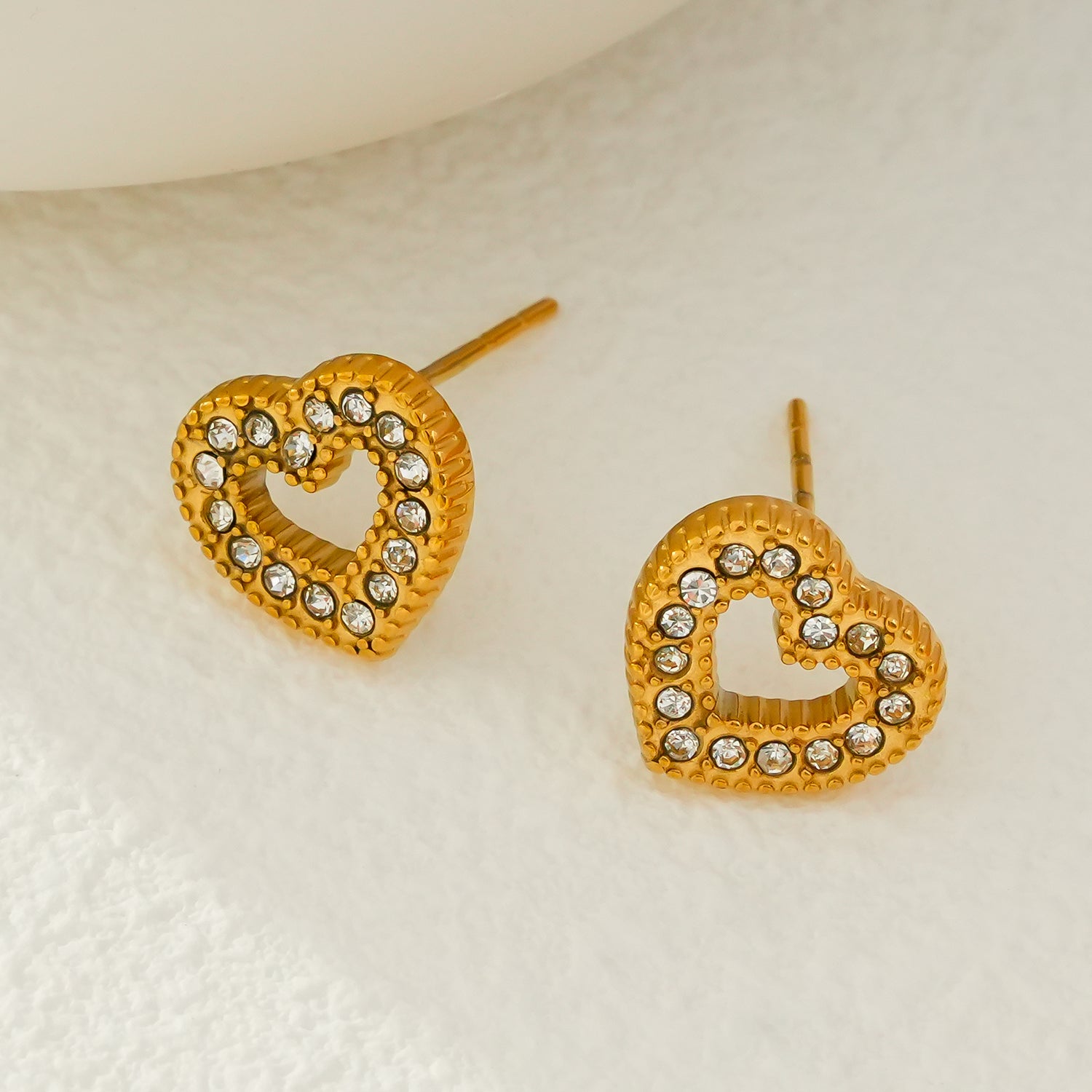 FOREVER Gold: Dazzling Heart Shaped Zirconia (CZ) Embedded Stud Earrings