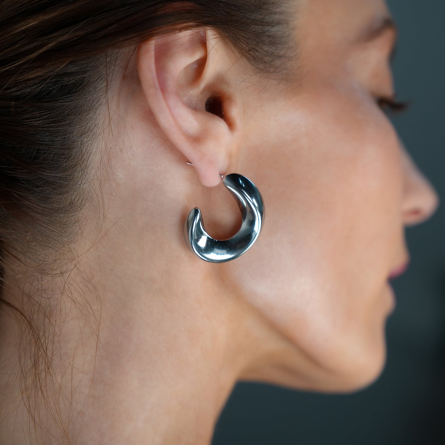 Style GALENA White Gold (Silver Toned): Twisted Hoop Style Earrings