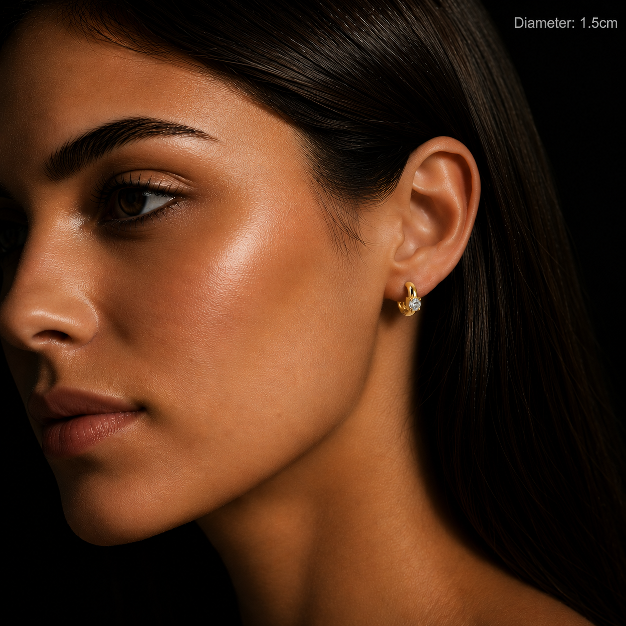 Style GALENA: Mini Hoop Gold Earrings with a Moissanite Stone