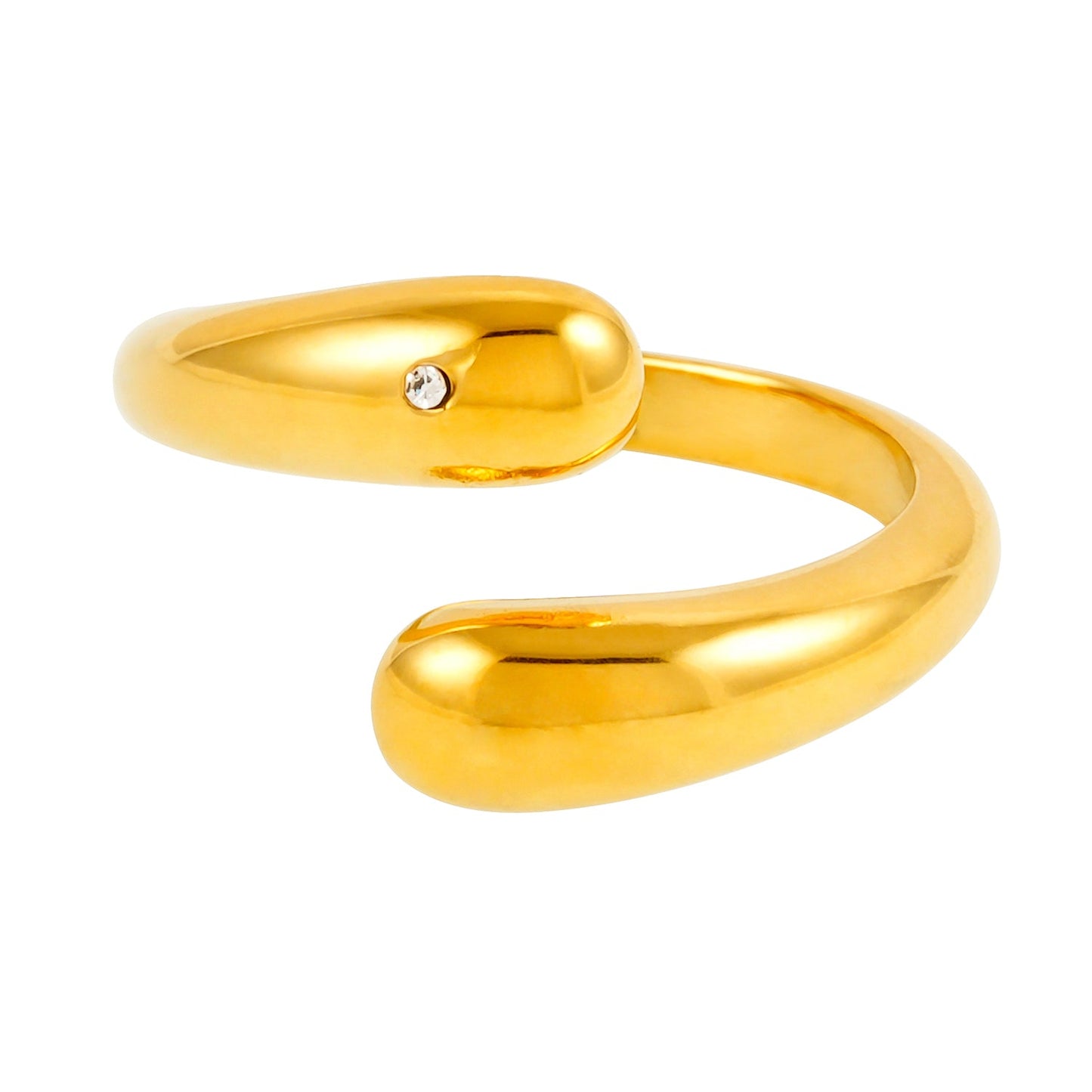 GARUVA: Modern Abstract Gold Ring with Solitaire Zirconia Gemstone