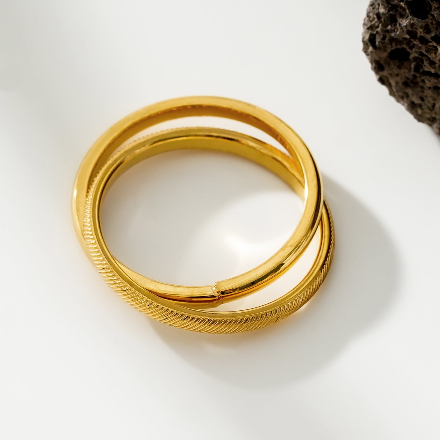 GILBERT: Double Banded Interconnected Stack Ring in Gold