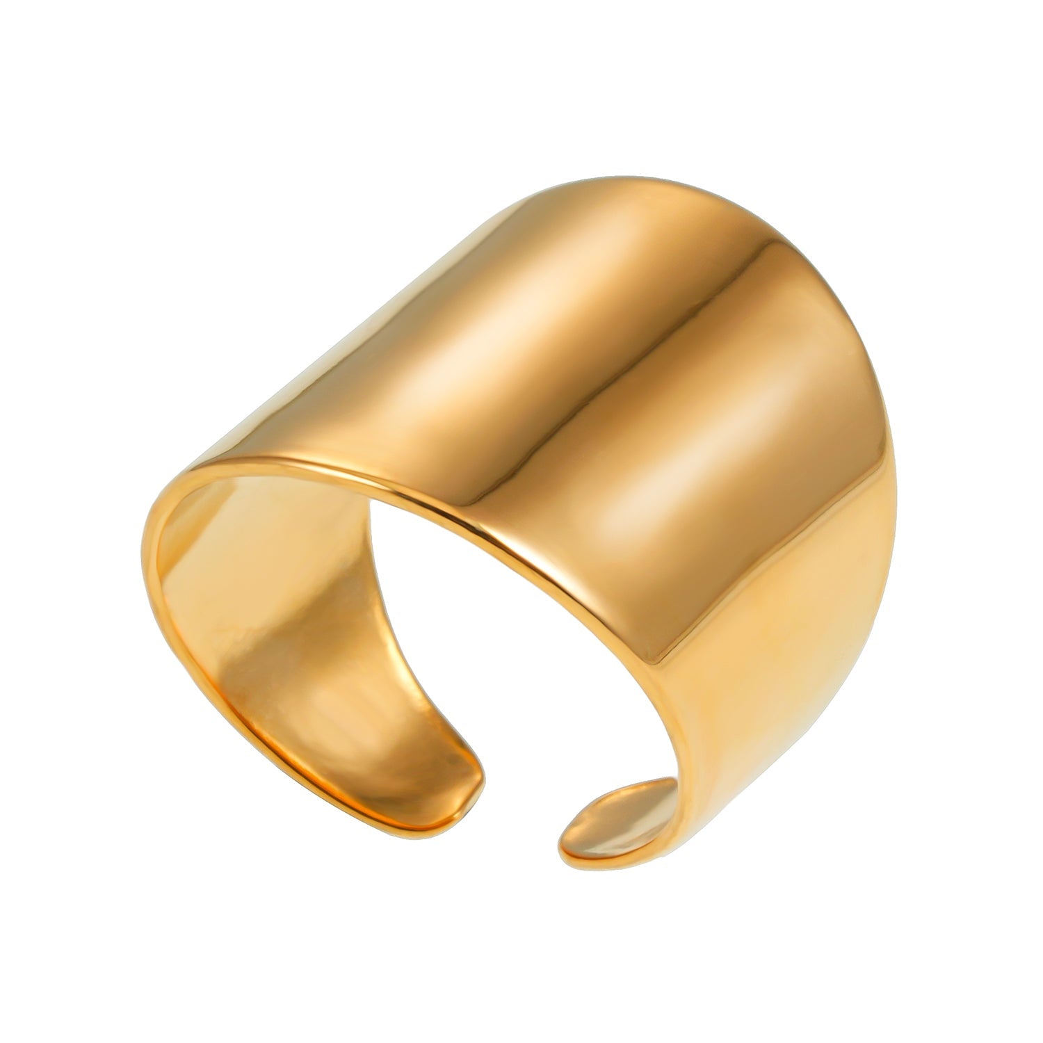 GOKOU: Elongated Wide Band Modernist Gold Ring.