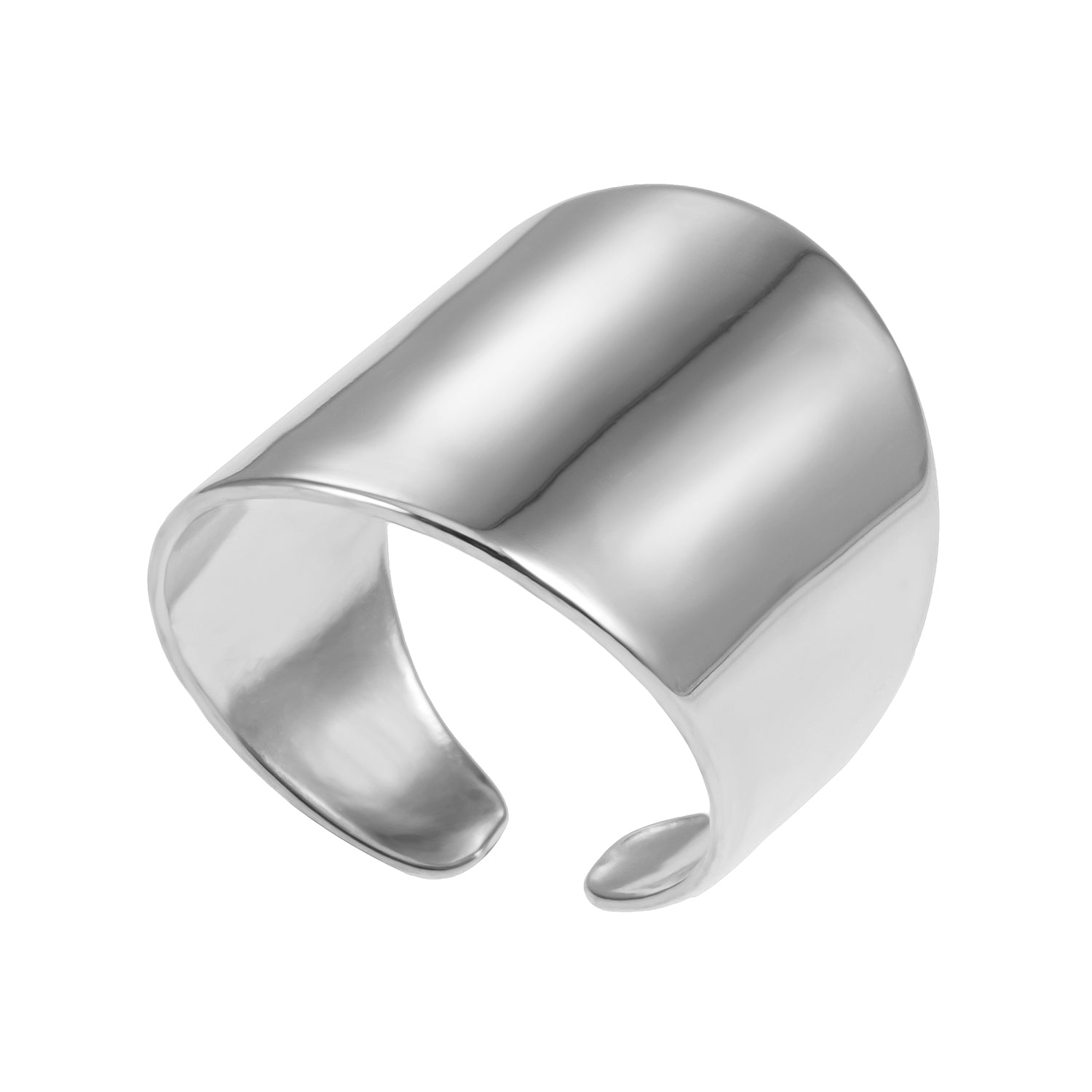 GOKOU: Elongated Wide Band Modernist Silver Ring.