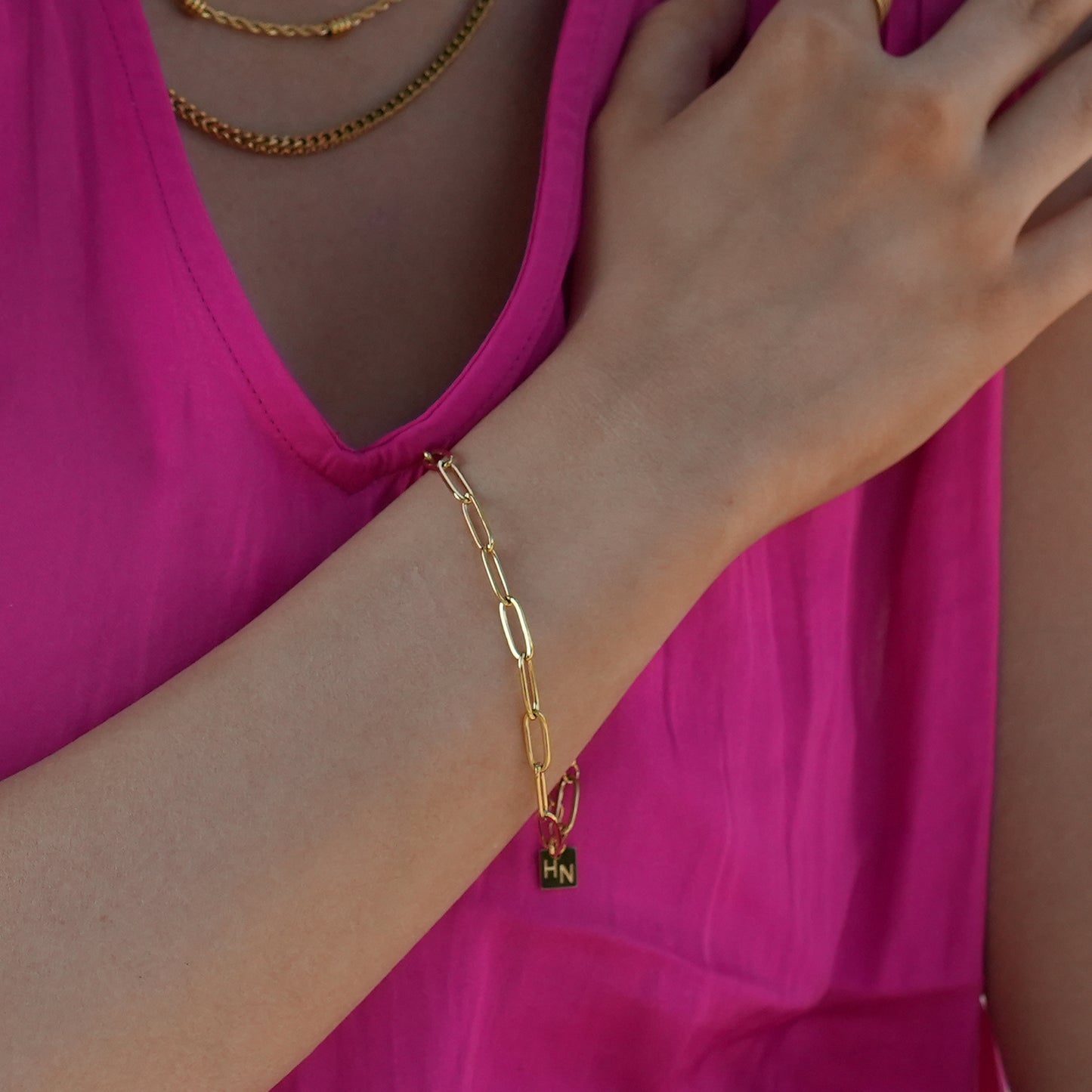 HAKILA Essential Gold Chain Link Paper-Clip Bracelet