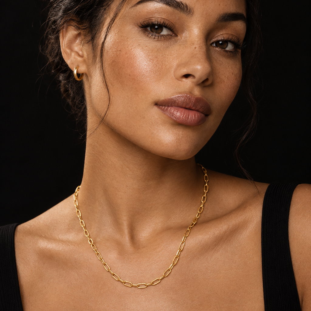 HEMI Gold: Textured Link Chain Necklace