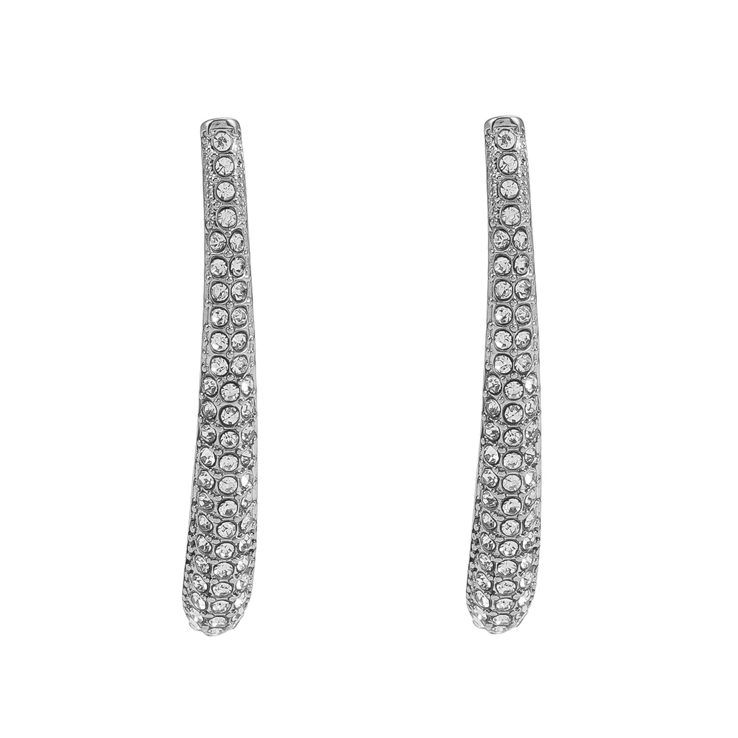 Style HILO: Curved Pavé Zirconia Shaped Stud Earrings in Silver