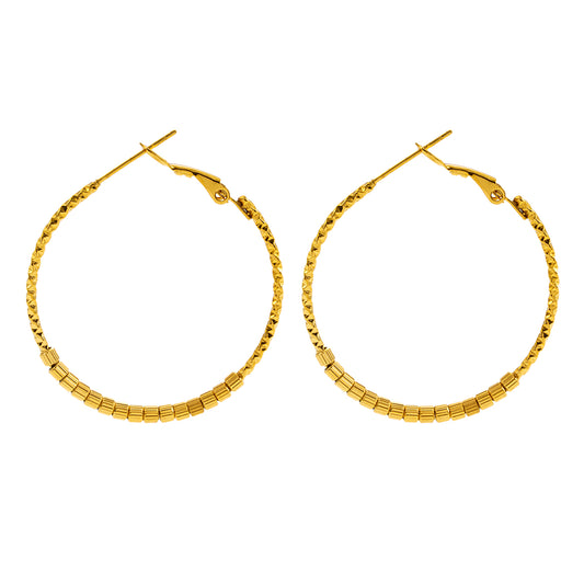 Style HOSHIKA 7712: Variable Textured Beaded Hoop Earrings