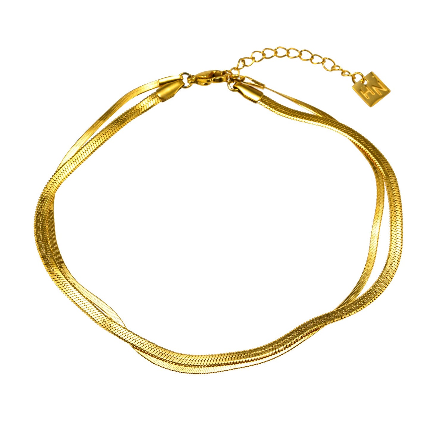 INESE LG: Snake-Skin Textured 2-Layer Gold Anklet