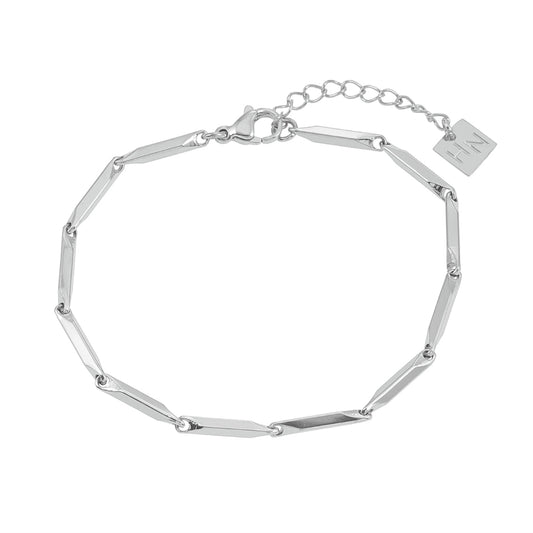 Style INTARSI Silver: Minimalist Geometric Shaped Beaded Chain Bracelet