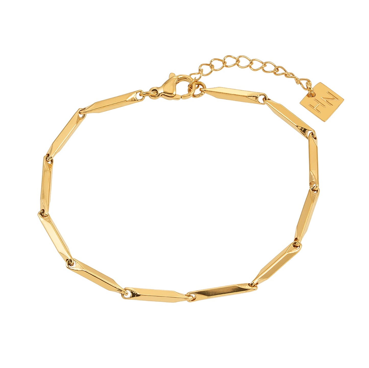 tyle INTARSI Gold: Minimalist Geometric Shaped Beaded Chain Bracelet